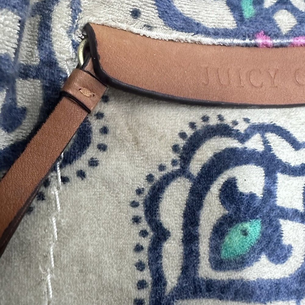 Y2K Juicy Couture Purse Womens Tote Bag Terry Cloth Large Colorful Leath… - Picture 10 of 16
